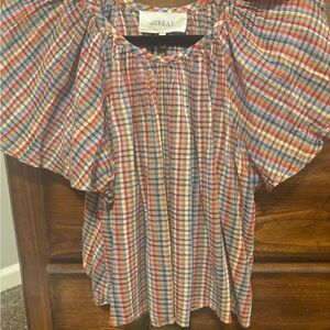 THE GREAT. Multicolor Plaid Blouse